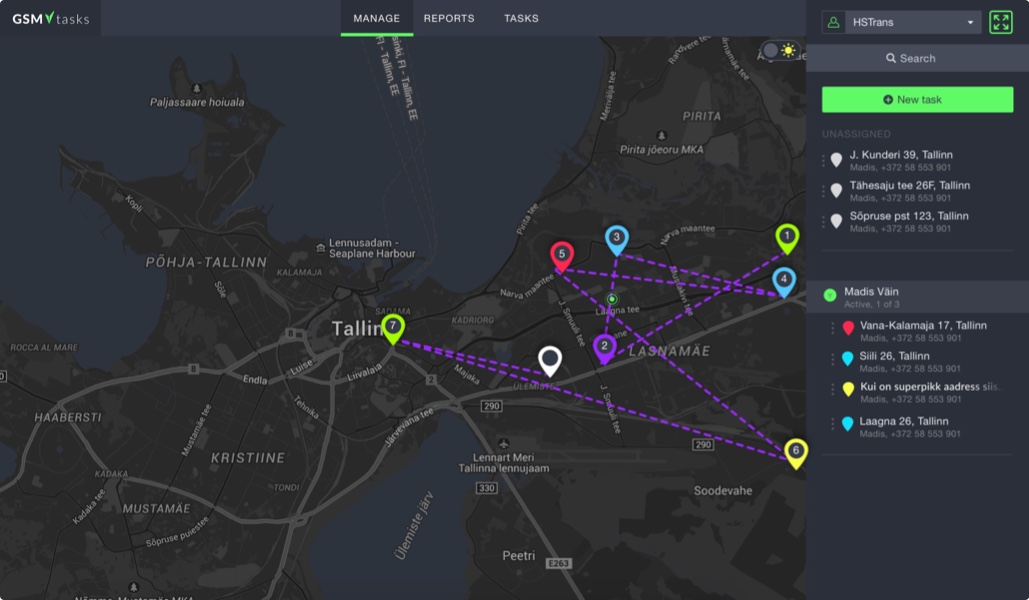 driving routes on map